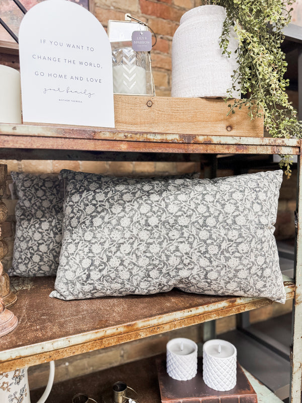 Midnight Florals Lumbar Pillow