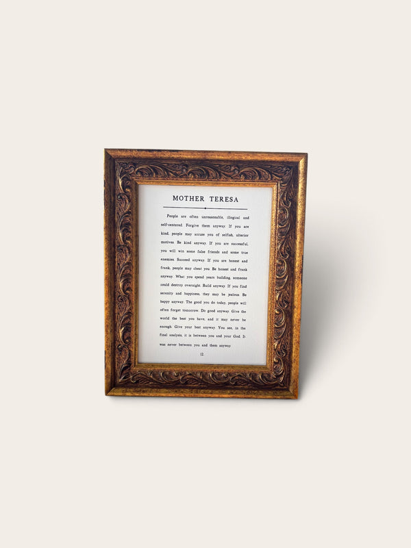 Mother Teresa: Antique Gold Frame Wall Art