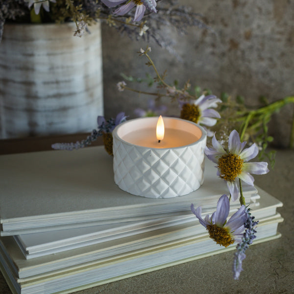 Quilted Flameless Candle, Two Sizes