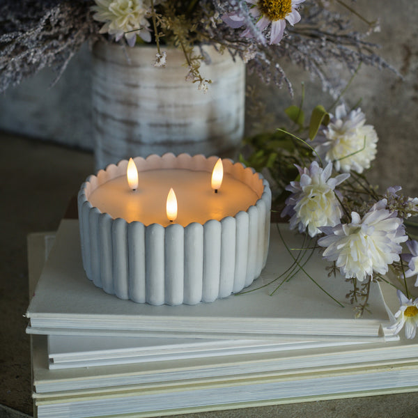 Grey 3-Wick Cement Flameless Candle