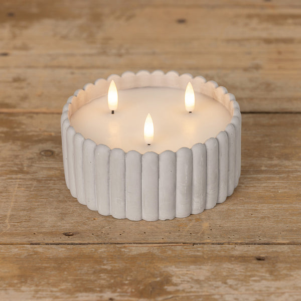 Grey 3-Wick Cement Flameless Candle