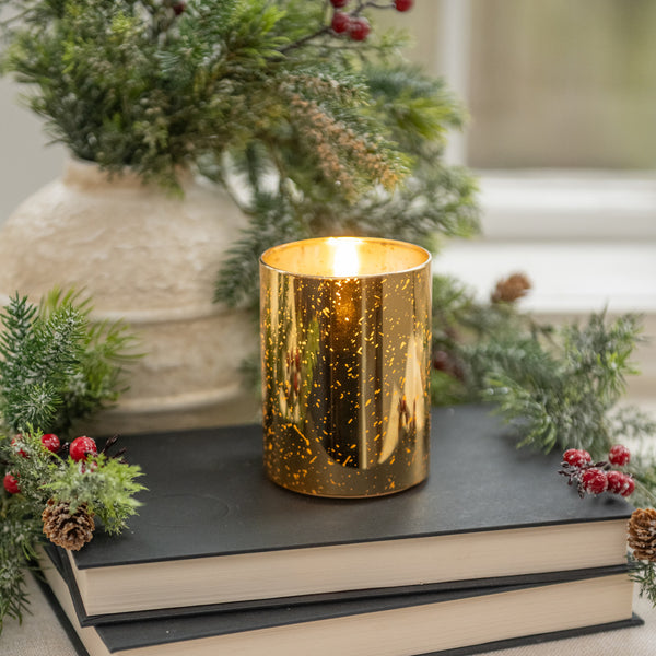 Mercury Glass Flameless Candle, Two Sizes