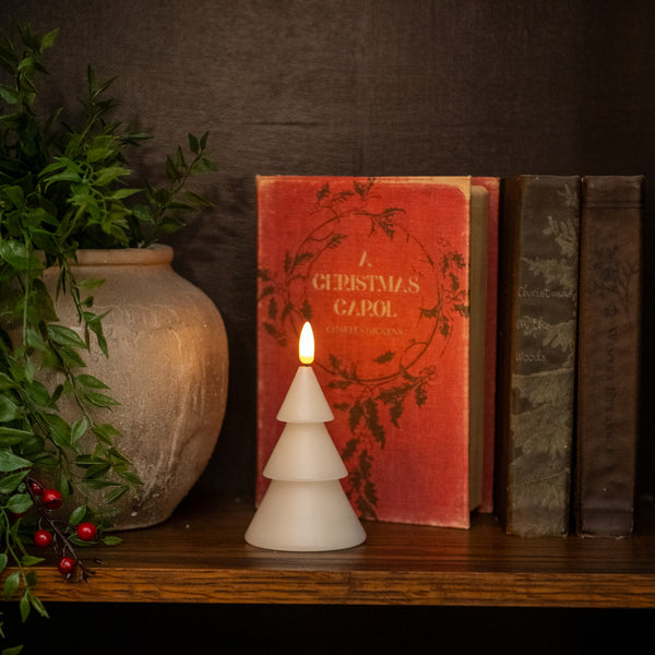 Cream Tree Flameless Candle, Two Sizes