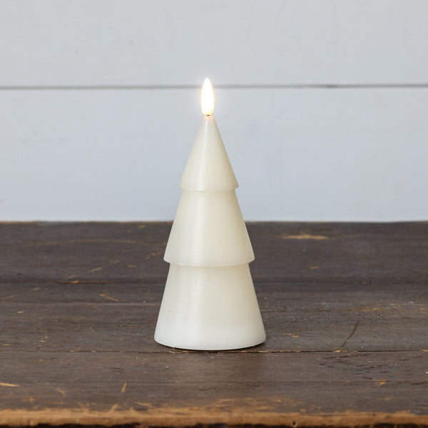 Cream Tree Flameless Candle, Two Sizes