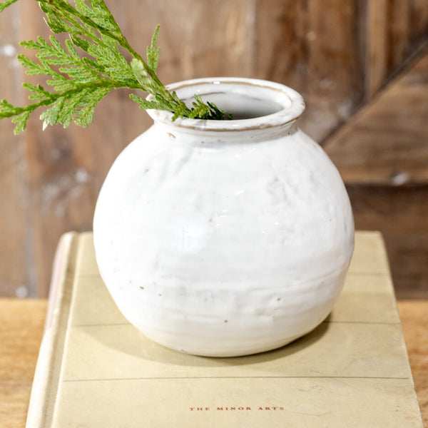 White Ceramic Round Vase