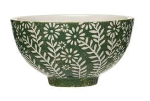 Botanical Stoneware Bowl, 4 Styles
