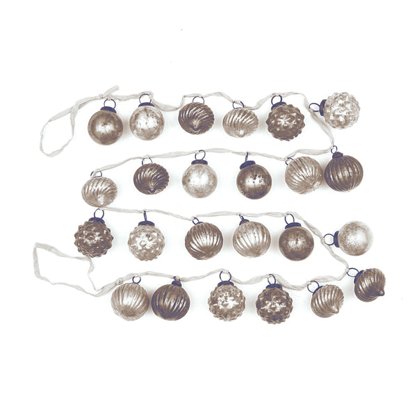 Mercury Glass Ornament Garland, Cream