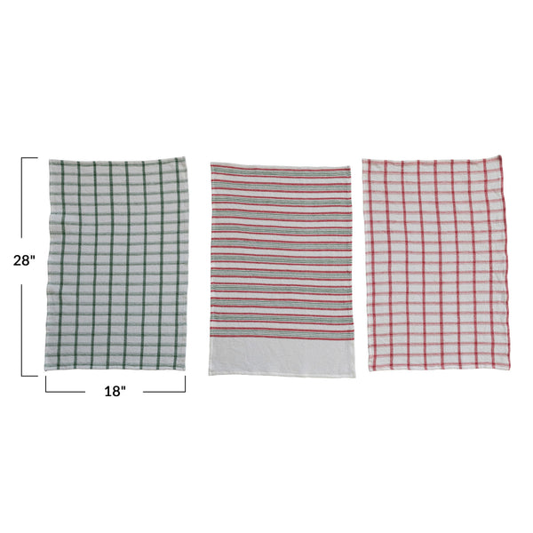 Holiday Grid/Stripe Towel, Three Styles