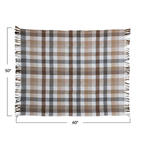 Cotton Flannel Throw with Fringe