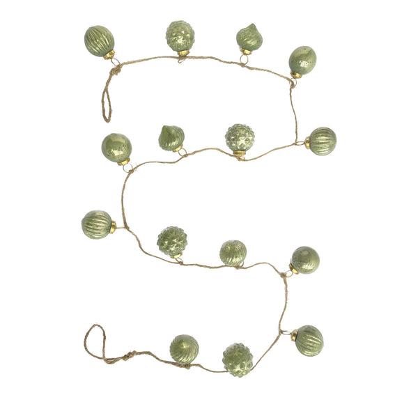 Mercury Glass Ornament Garland, Green