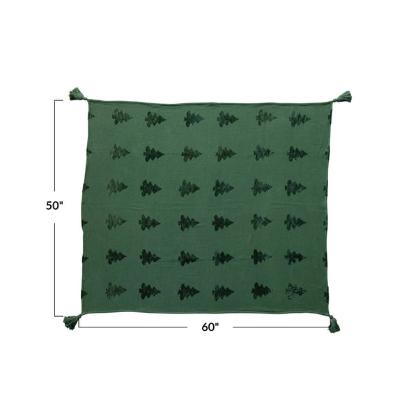 Christmas Trees & Tassels Throw