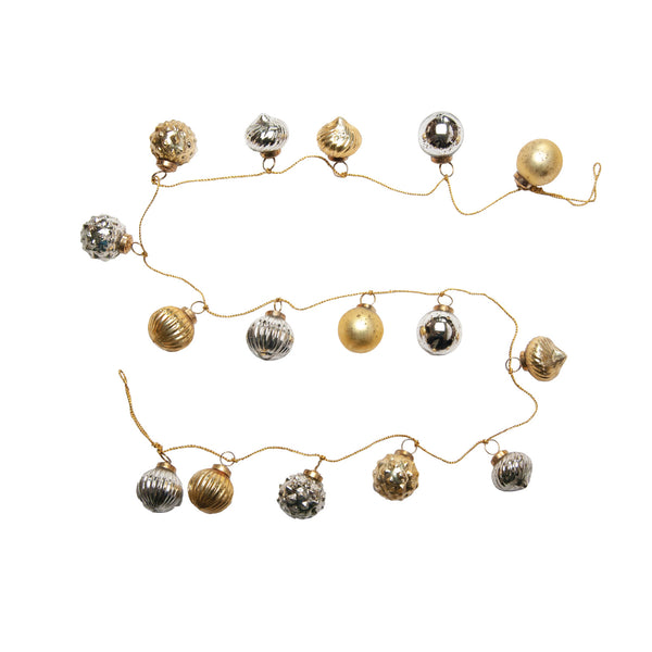 Gold & Silver Glass Ornament Garland
