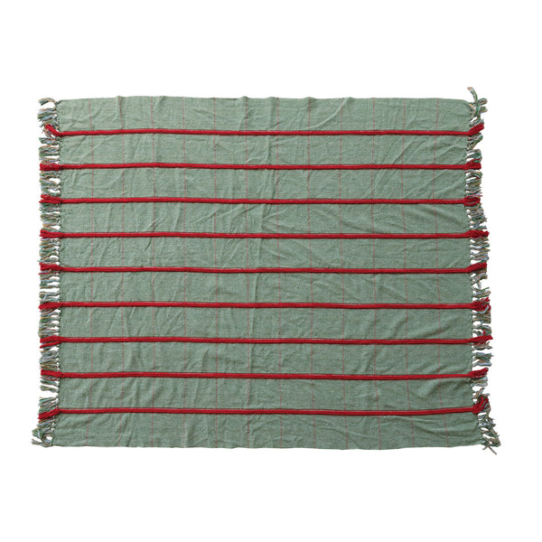 Red & Green Embroidered Throw