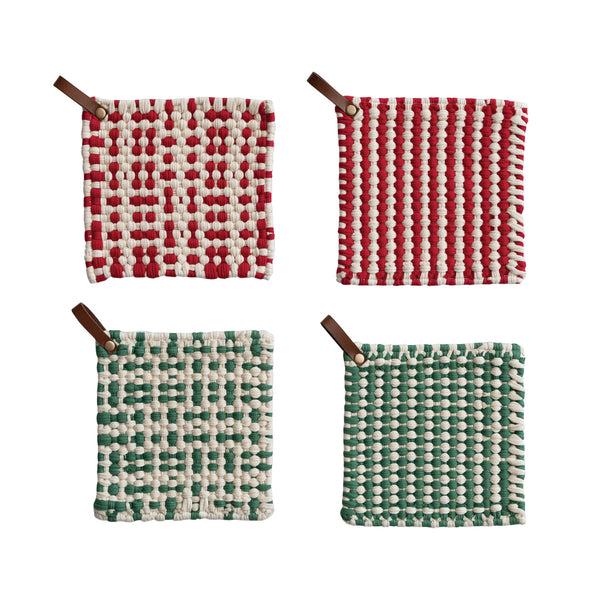 Holiday Crocheted Pot Holder, Four Styles