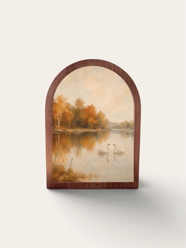 Autumn Lakeside Swans, Framed Arch