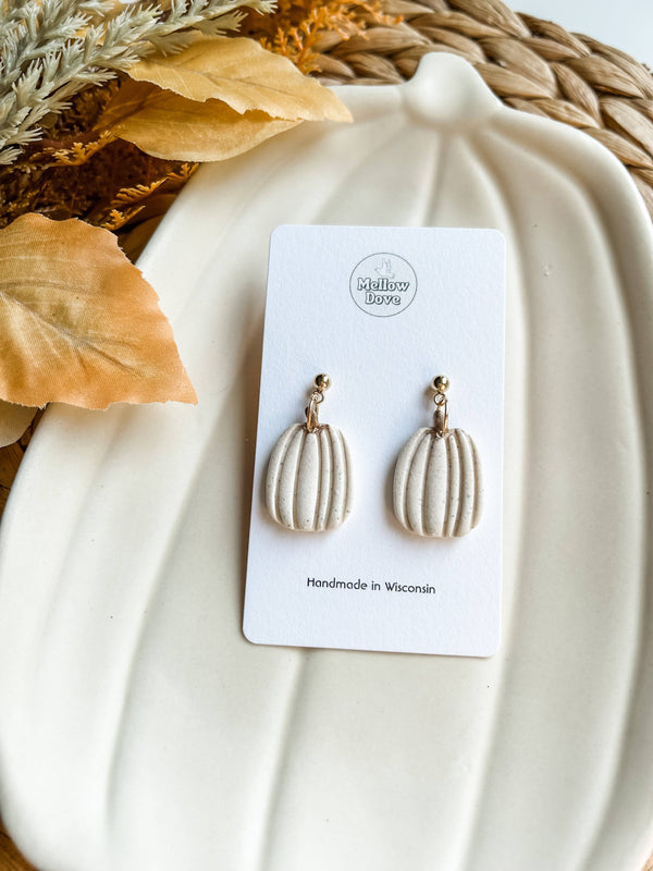 Tall Pumpkin Dangle Clay Earrings