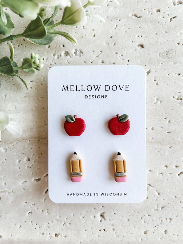 Apple + Pencil Teacher Stud Pack