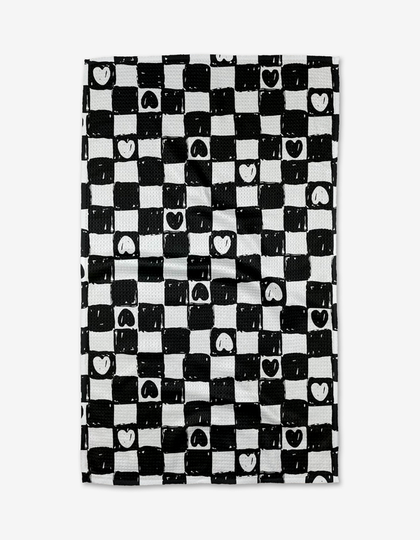 Checkered Hearts Geometry Tea Towel