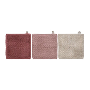 Square Cotton Knit Dish Cloths, Set of 3