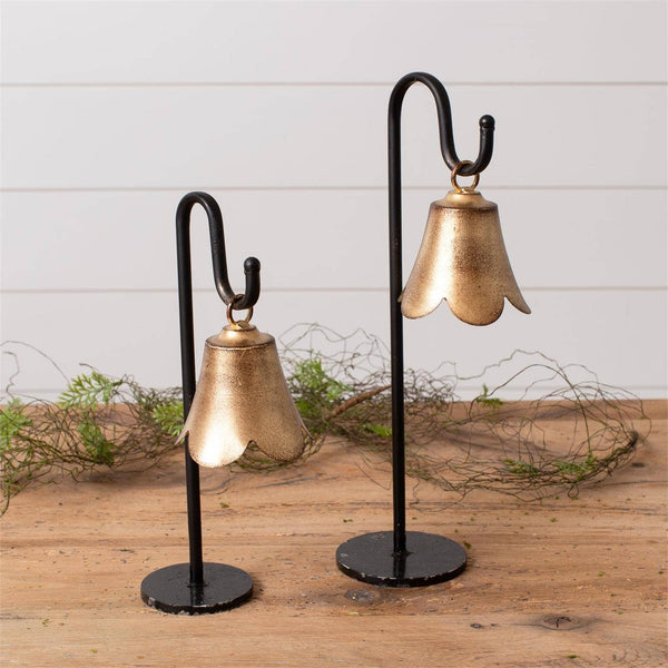 Gold Scalloped Bell On Stand