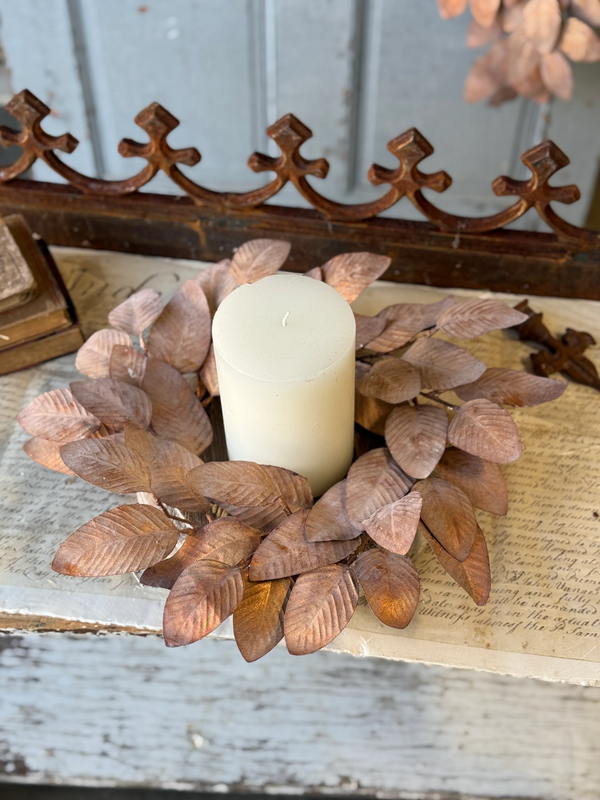 Burnished Leaf Candle Ring