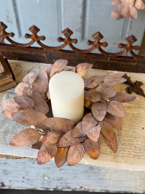 Burnished Leaf Candle Ring