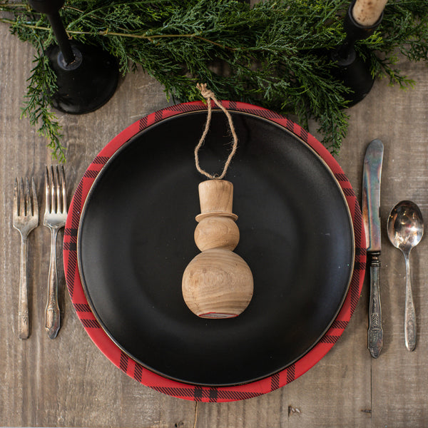 Wooden Snowman Ornament