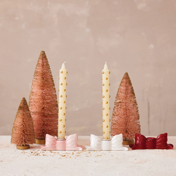 Stoneware Bow Taper Holder