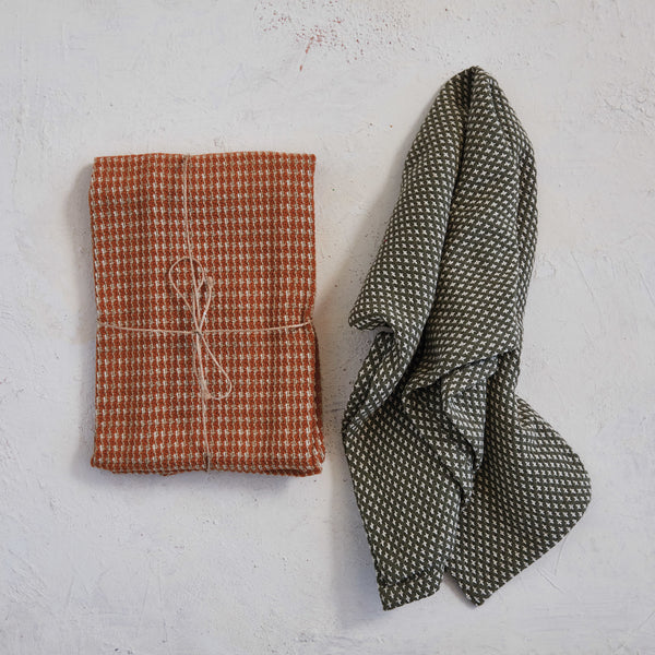 Woven Cotton Dobby Tea Towels, Set of 2