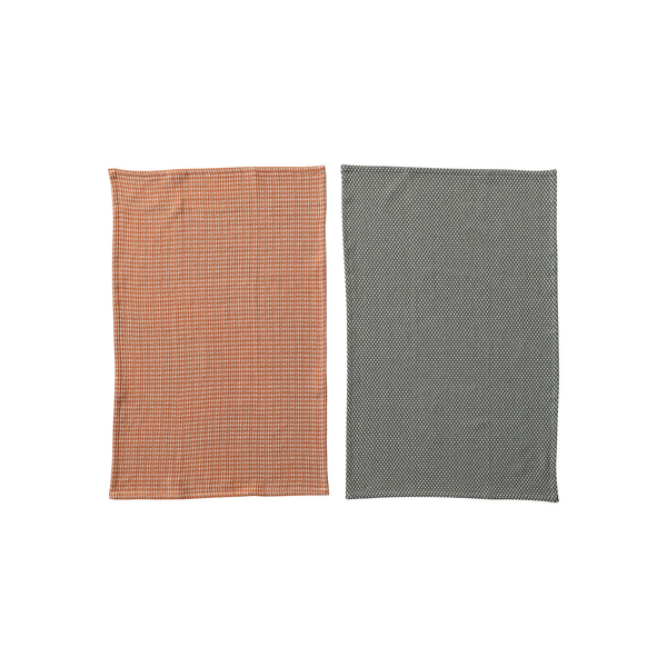 Woven Cotton Dobby Tea Towels, Set of 2