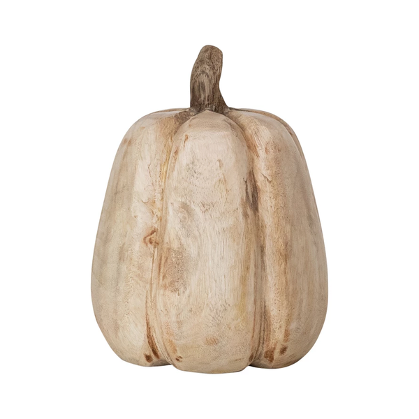 Natural Carved Wood Pumpkin