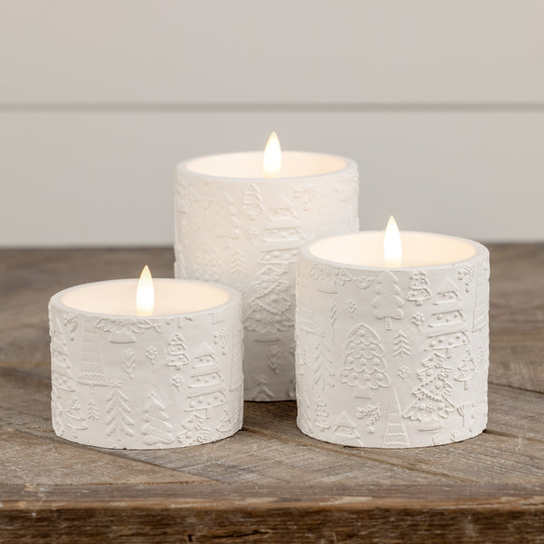 Holiday Embossed Flameless Candle