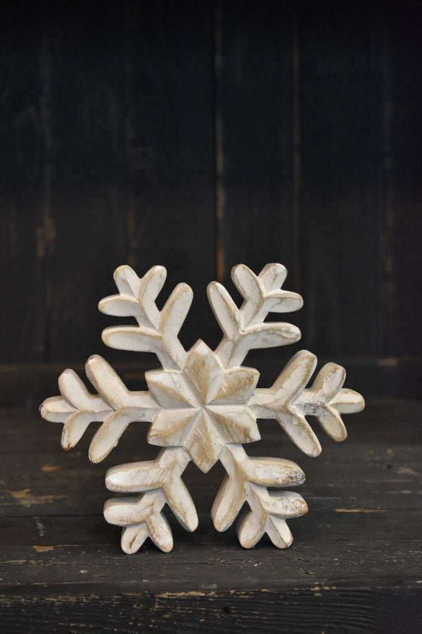 Whitewashed Wooden Snowflake