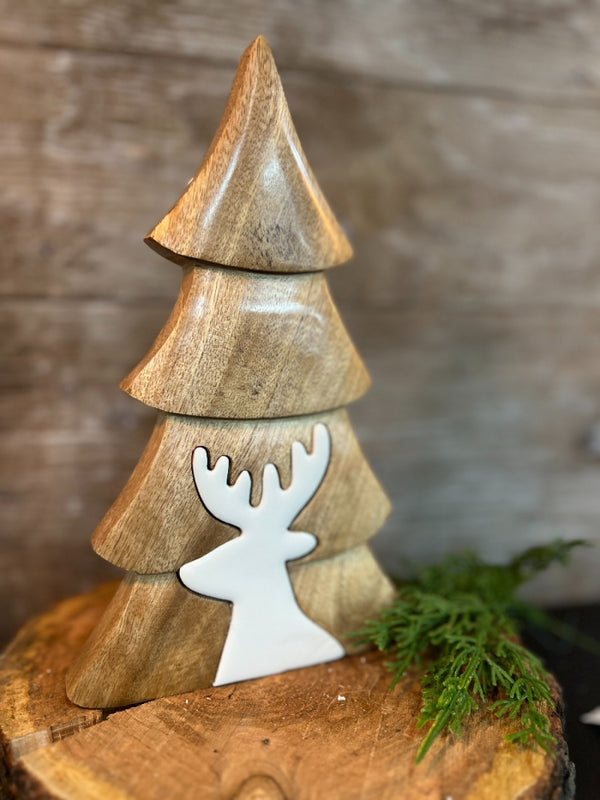 Wooden Tree with Deer Cutout