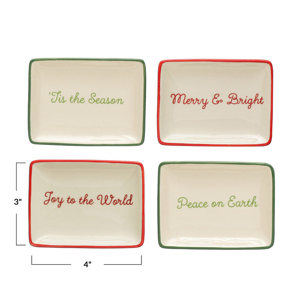 Holiday Words Stoneware Dish