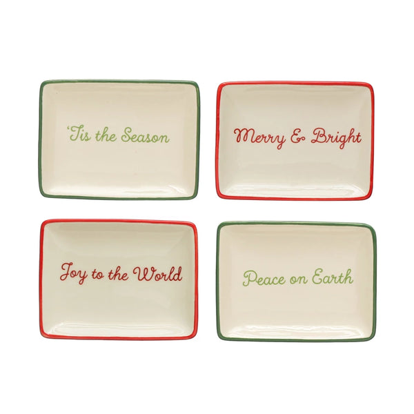 Holiday Words Stoneware Dish