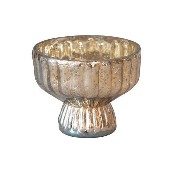 Pleated Mercury Glass Candle Holder