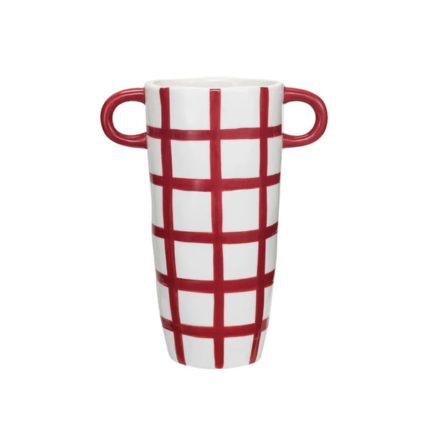 Red and White Grid Container