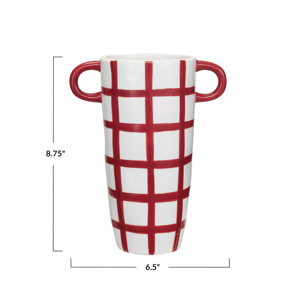 Red and White Grid Container