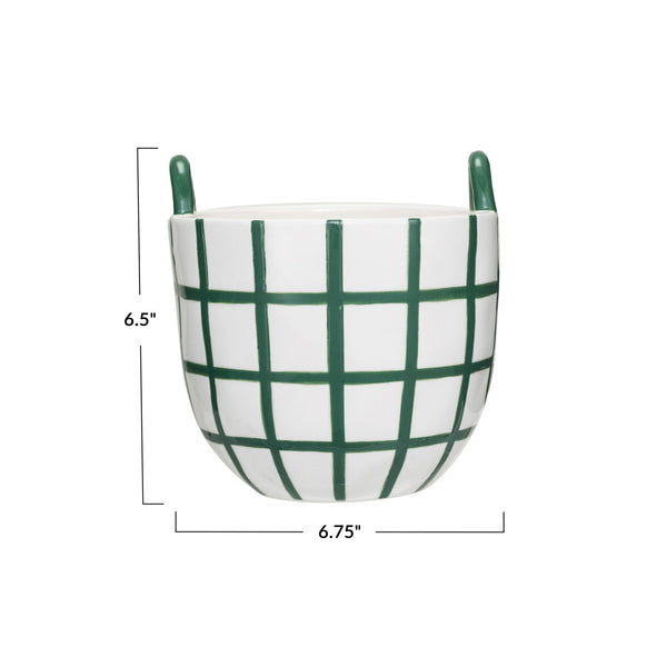 Green and White Grid Container