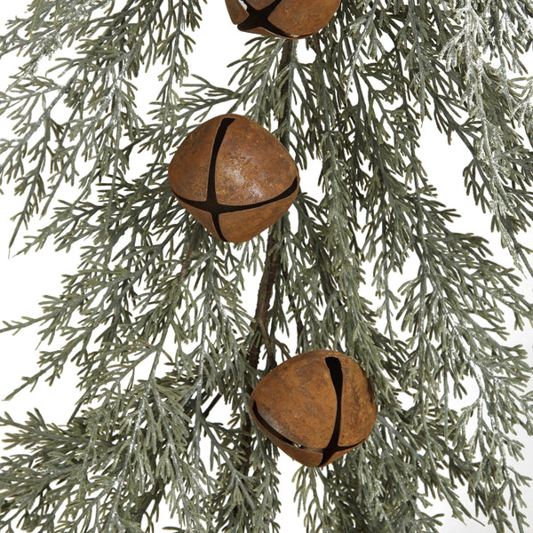 Faux Cedar Garland with Rusty Metal Bells