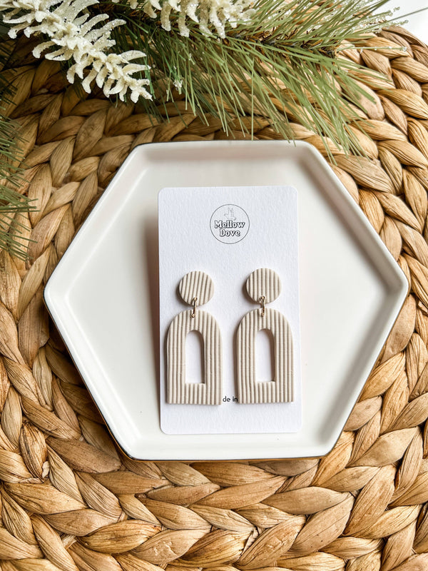 Ribbed Arch Clay Earrings