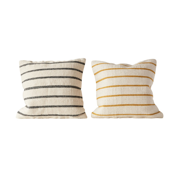 Striped Woven Wool Blend Pillow