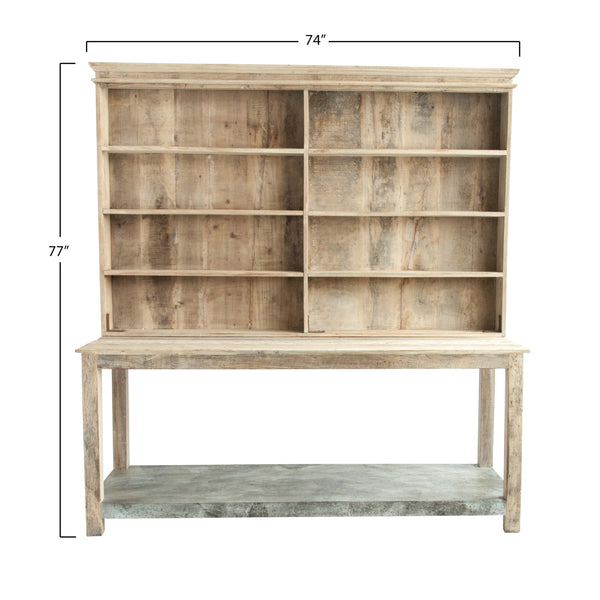 Wood and Metal Hutch, 2-Pieces