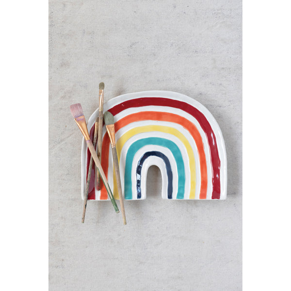 Rainbow Debossed Stoneware Plate