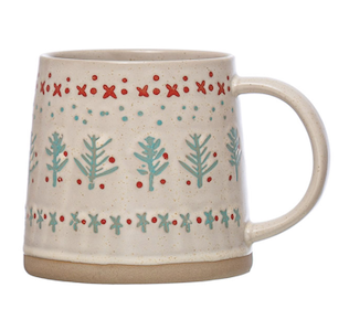 Holiday Hand-Stamped Stoneware Mug