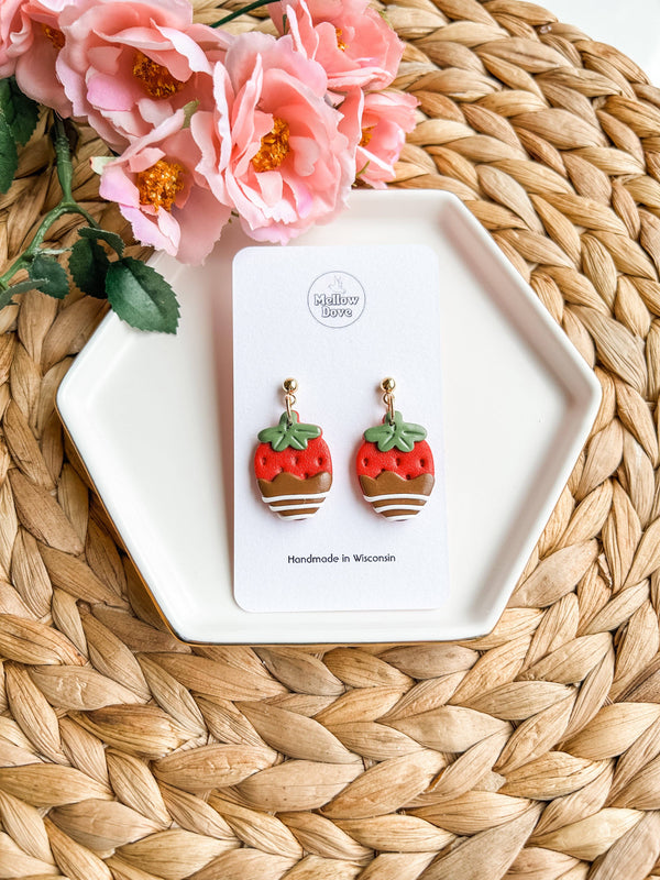 Chocolate Covered Strawberry Earrings